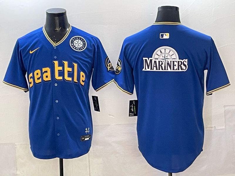 Men 2025 Seattle Mariners Blank Blue City Edition Nike MLB Jersey 29->new york jets->NFL Jersey